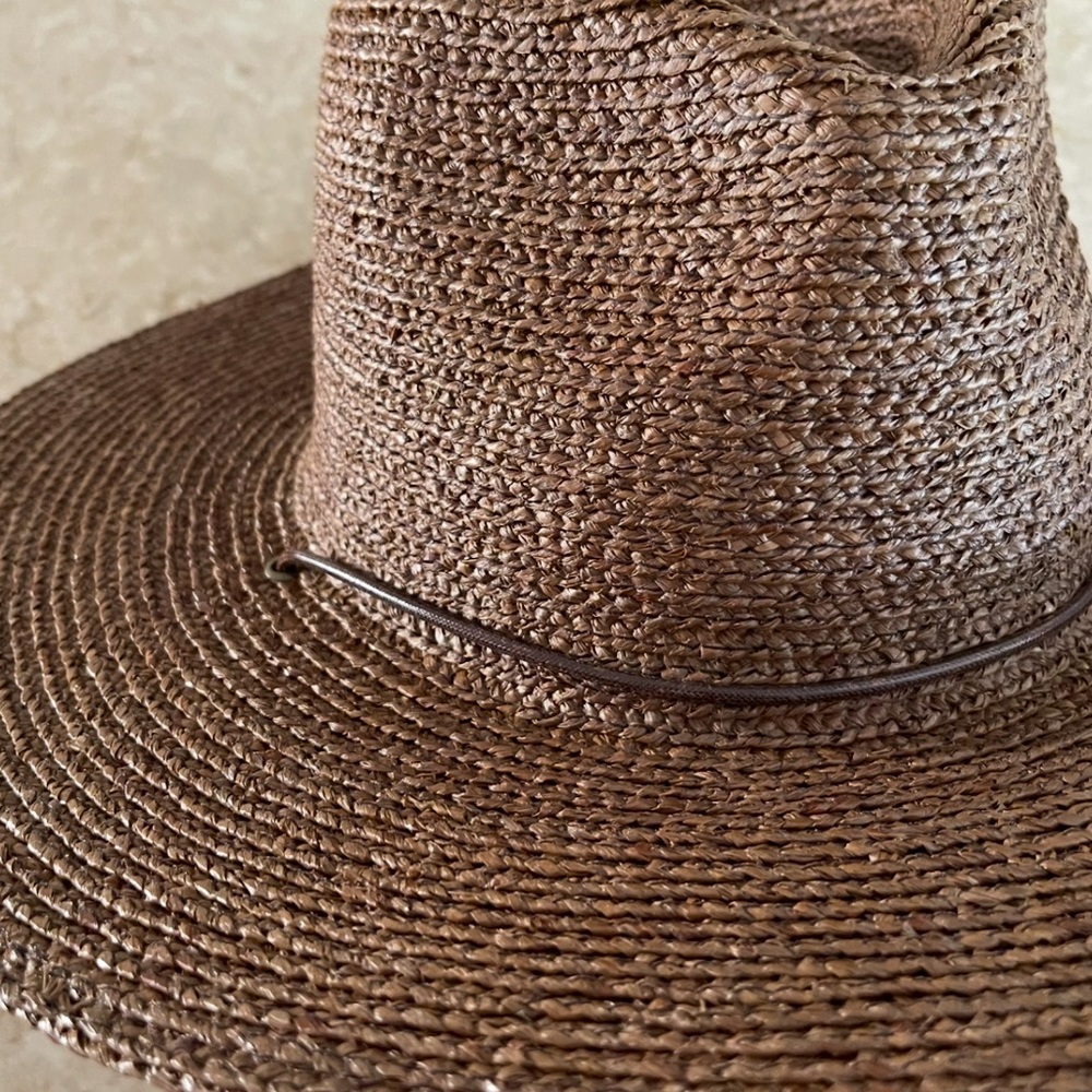 WILL & BEAR Austin Brown Raffia Straw Wide Brim Unisex Hat Sz Large EUC - Picture 5 of 12